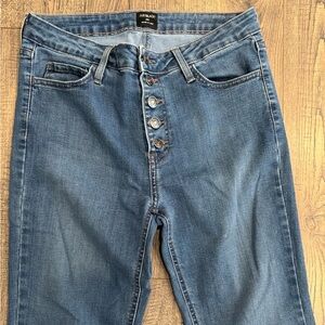 Just Black High-Rise Skinny Jeans | Size 28 | Button Fly Raw Hem